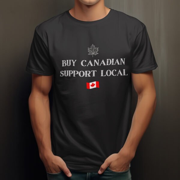 Premium Unisex Crewneck T-Shirt – 'Buy Canadian, Support Local' Graphic Tee - Image 3