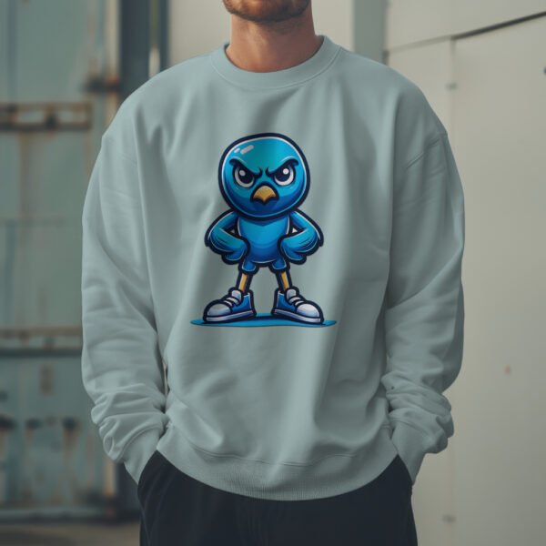 Premium Drop Shoulder Crewneck Sweatshirt – Angry Blue Bird - Image 5