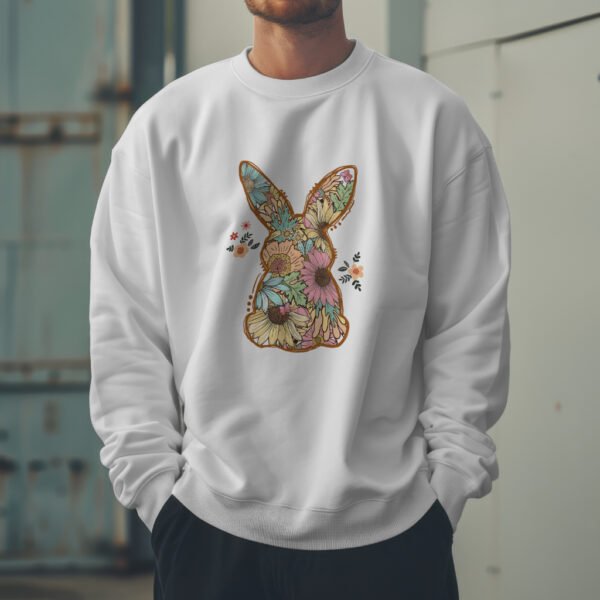 Premium Drop Shoulder Crewneck Sweatshirt – Boho Floral Bunny