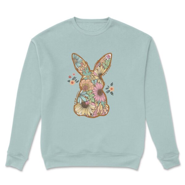 Premium Drop Shoulder Crewneck Sweatshirt – Boho Floral Bunny - Image 14
