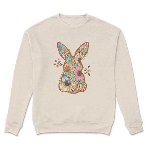 Premium Drop Shoulder Crewneck Sweatshirt – Boho Floral Bunny - Image 12