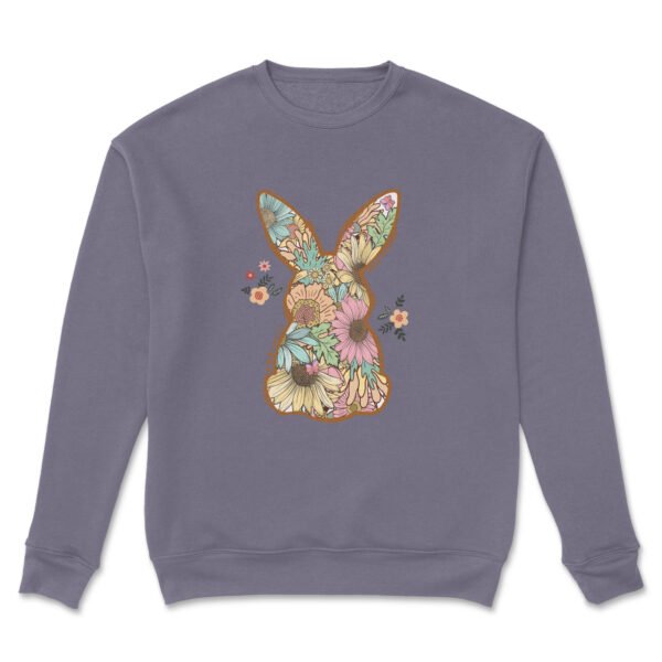 Premium Drop Shoulder Crewneck Sweatshirt – Boho Floral Bunny - Image 13