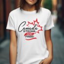 Premium Unisex Crewneck black T-Shirt – 'Canada, Strong, and Free' Graphic Tee