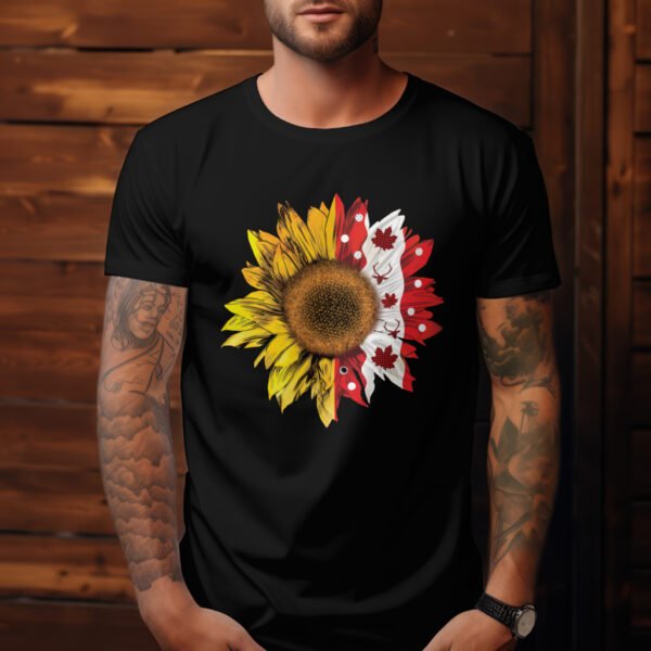 Premium Unisex Crewneck black T-Shirt – Sunflower Graphic Tee - Image 3