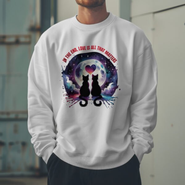 Premium Drop Shoulder Crewneck Sweatshirt – Love Cats Under Moonlight
