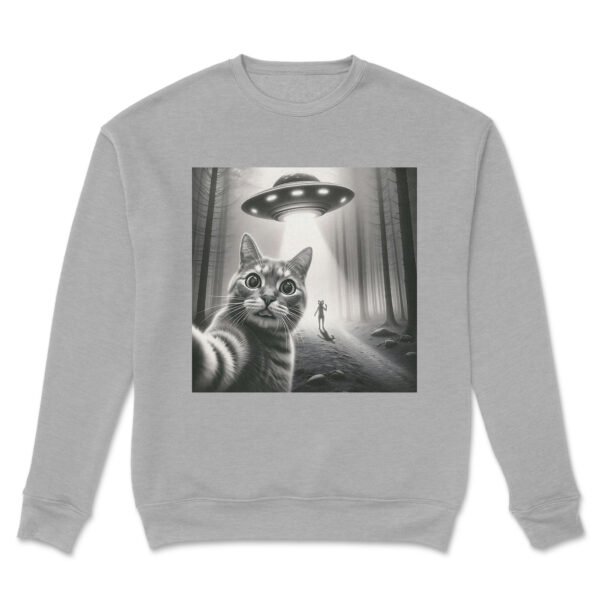 Alien Cat Selfie Sweatshirt – UFO Aesthetic Drop Shoulder Crewneck | Unisex Streetwear - Image 11