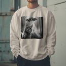 Alien Cat Selfie Sweatshirt – UFO Aesthetic Drop Shoulder Crewneck | Unisex Streetwear