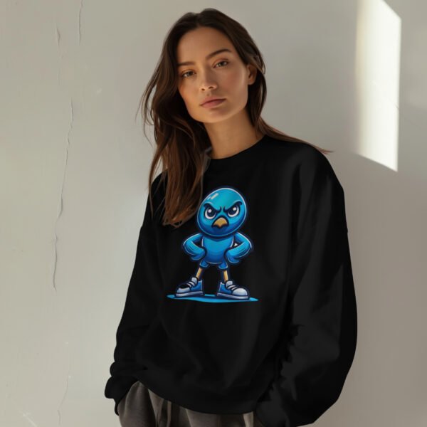 Premium Drop Shoulder Crewneck Sweatshirt – Angry Blue Bird - Image 7