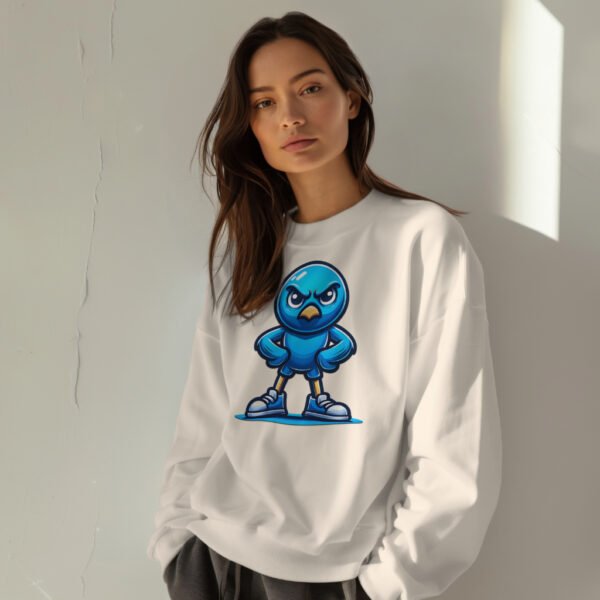 Premium Drop Shoulder Crewneck Sweatshirt – Angry Blue Bird - Image 8