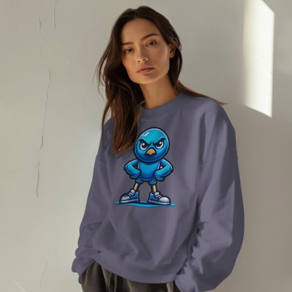 Premium Drop Shoulder Crewneck Sweatshirt – Angry Blue Bird - Image 10