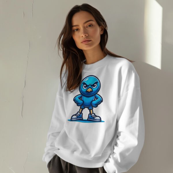 Premium Drop Shoulder Crewneck Sweatshirt – Angry Blue Bird - Image 3