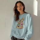 Premium Drop Shoulder Crewneck Sweatshirt – Boho Floral Bunny