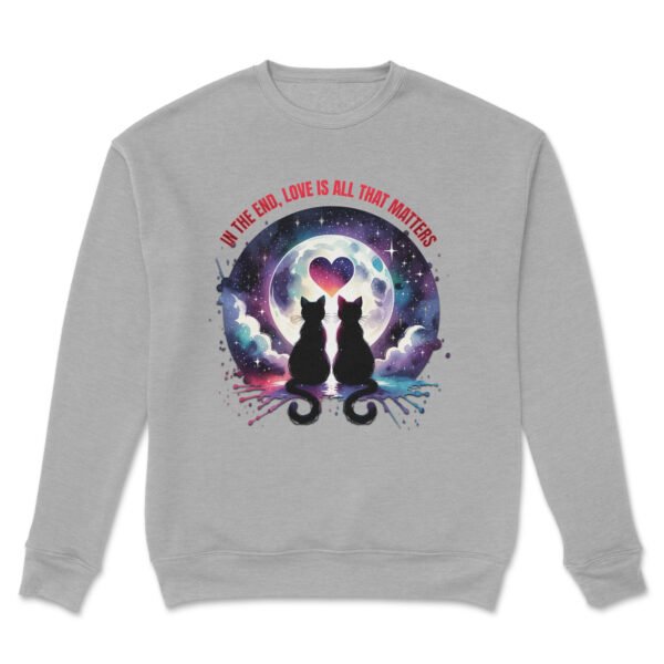Premium Drop Shoulder Crewneck Sweatshirt – Love Cats Under Moonlight - Image 11