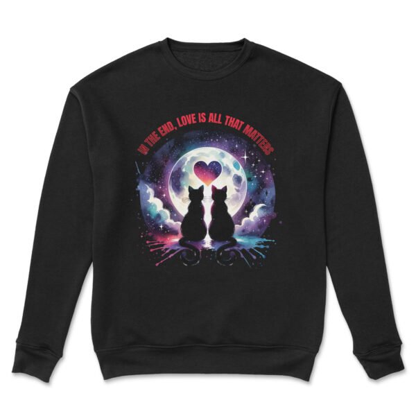 Premium Drop Shoulder Crewneck Sweatshirt – Love Cats Under Moonlight - Image 6