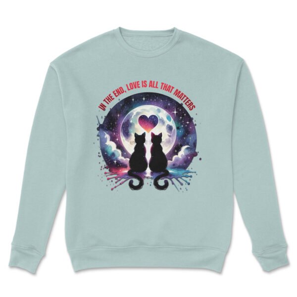 Premium Drop Shoulder Crewneck Sweatshirt – Love Cats Under Moonlight - Image 8