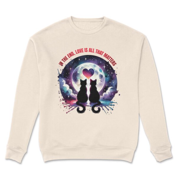 Premium Drop Shoulder Crewneck Sweatshirt – Love Cats Under Moonlight - Image 9
