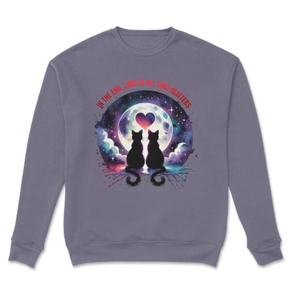 Premium Drop Shoulder Crewneck Sweatshirt – Love Cats Under Moonlight - Image 10