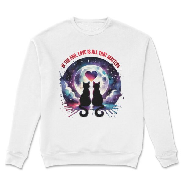 Premium Drop Shoulder Crewneck Sweatshirt – Love Cats Under Moonlight - Image 7
