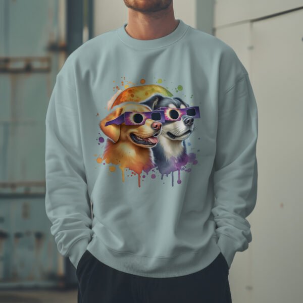 Premium Drop Shoulder Crewneck Sweatshirt – Solar Eclipse Dogs - Image 9