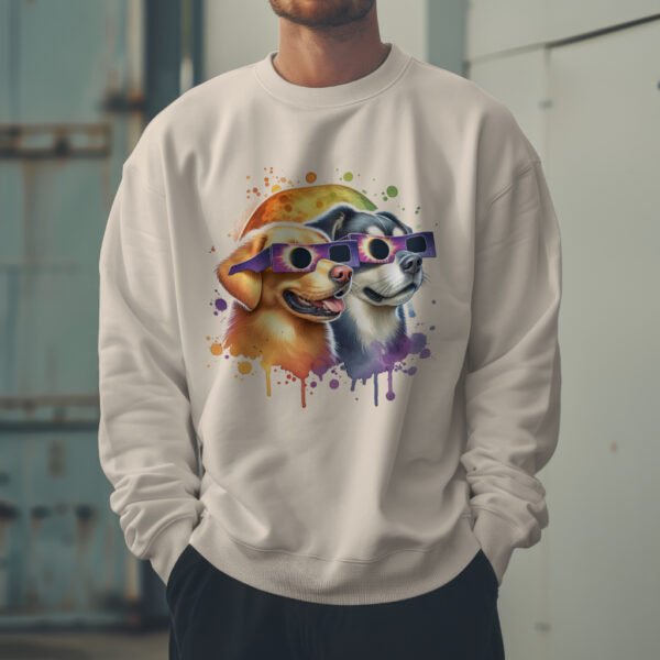 Premium Drop Shoulder Crewneck Sweatshirt – Solar Eclipse Dogs - Image 10
