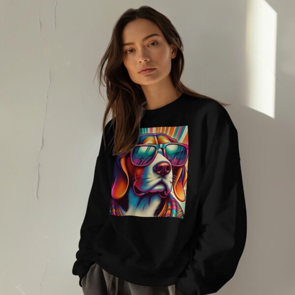 Premium Drop Shoulder Crewneck Sweatshirt – Retro Psychedelic Dog - Image 7
