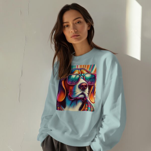 Premium Drop Shoulder Crewneck Sweatshirt – Retro Psychedelic Dog - Image 9