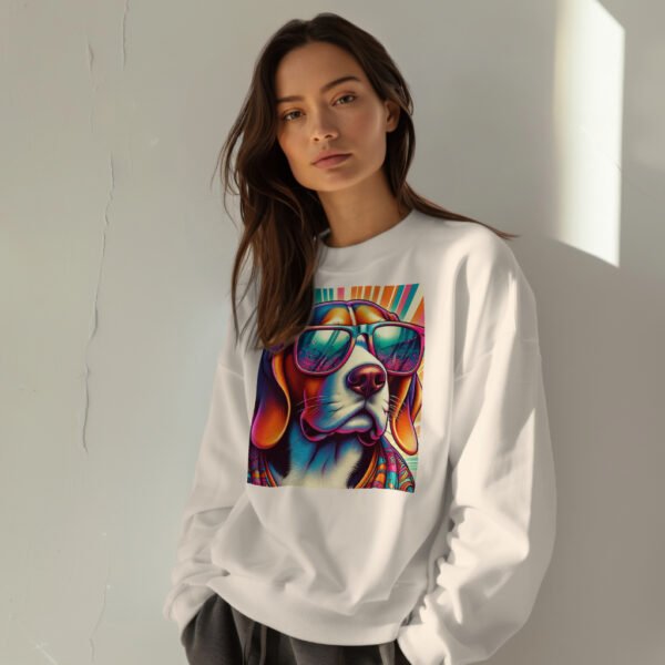 Premium Drop Shoulder Crewneck Sweatshirt – Retro Psychedelic Dog - Image 8