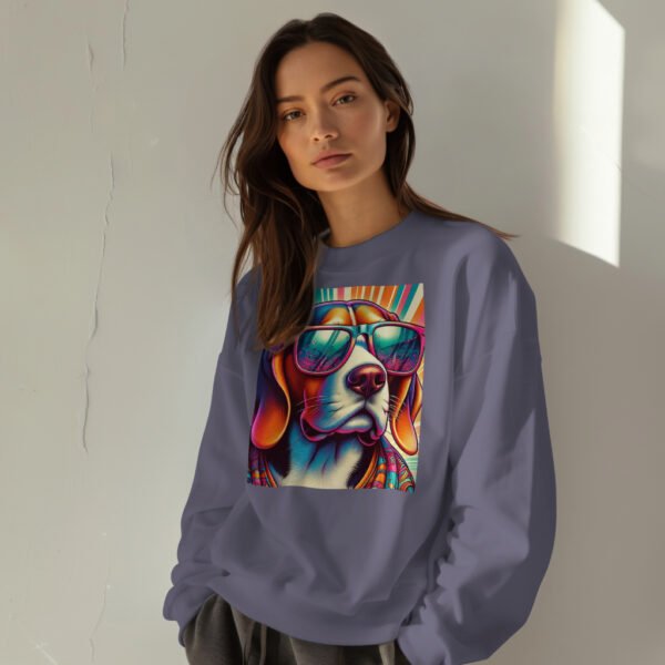 Premium Drop Shoulder Crewneck Sweatshirt – Retro Psychedelic Dog - Image 10