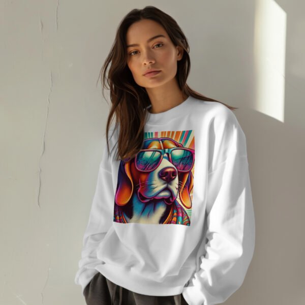Premium Drop Shoulder Crewneck Sweatshirt – Retro Psychedelic Dog - Image 6