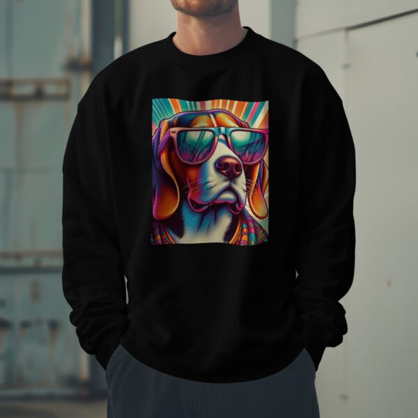 Premium Drop Shoulder Crewneck Sweatshirt – Retro Psychedelic Dog - Image 2