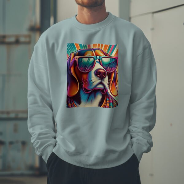 Premium Drop Shoulder Crewneck Sweatshirt – Retro Psychedelic Dog - Image 4