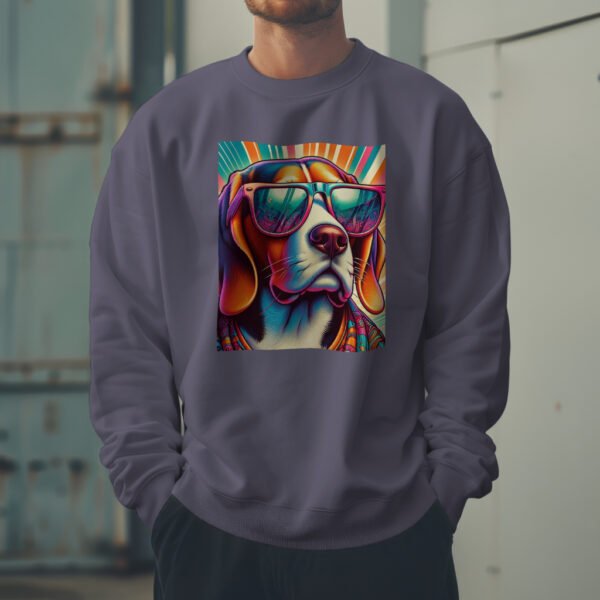 Premium Drop Shoulder Crewneck Sweatshirt – Retro Psychedelic Dog - Image 5