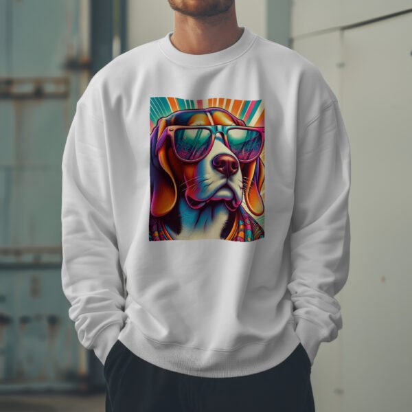 Premium Drop Shoulder Crewneck Sweatshirt – Retro Psychedelic Dog