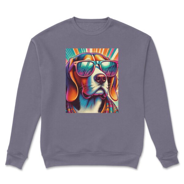 Premium Drop Shoulder Crewneck Sweatshirt – Retro Psychedelic Dog - Image 15