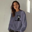 Premium Drop Shoulder Crewneck Sweatshirt – Sleepy Black Cat & Coffee