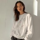 Premium Drop Shoulder Crewneck Floral Sweatshirt