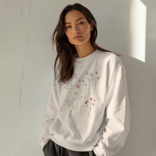Premium Drop Shoulder Crewneck Floral Sweatshirt - Image 10