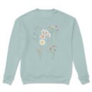 Flower Design Sweatshirt - Dusty Blue