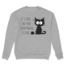 Premium Drop Shoulder Crewneck Sweatshirt – Sleepy Black Cat & Coffee