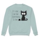 Premium Drop Shoulder Crewneck Sweatshirt – Sleepy Black Cat & Coffee