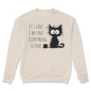Premium Drop Shoulder Crewneck Sweatshirt – Sleepy Black Cat & Coffee