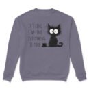 Premium Drop Shoulder Crewneck Sweatshirt – Sleepy Black Cat & Coffee