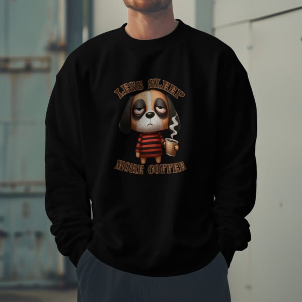 Premium Drop Shoulder Crewneck Sweatshirt – Less Sleep More Coffee Dog - Image 4