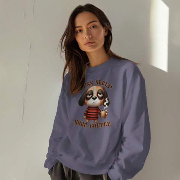 Premium Drop Shoulder Crewneck Sweatshirt – Less Sleep More Coffee Dog - Image 7