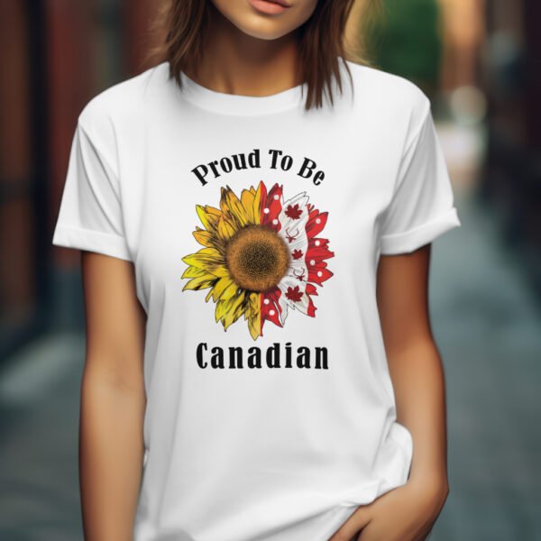 Premium Unisex Crewneck T-Shirt – Proud to be Canadian Sunflower Graphic Tee - Image 7