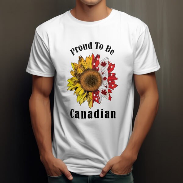 Premium Unisex Crewneck T-Shirt – Proud to be Canadian Sunflower Graphic Tee