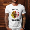 Premium Unisex Crewneck T-Shirt – Proud to be Canadian Sunflower Graphic Tee