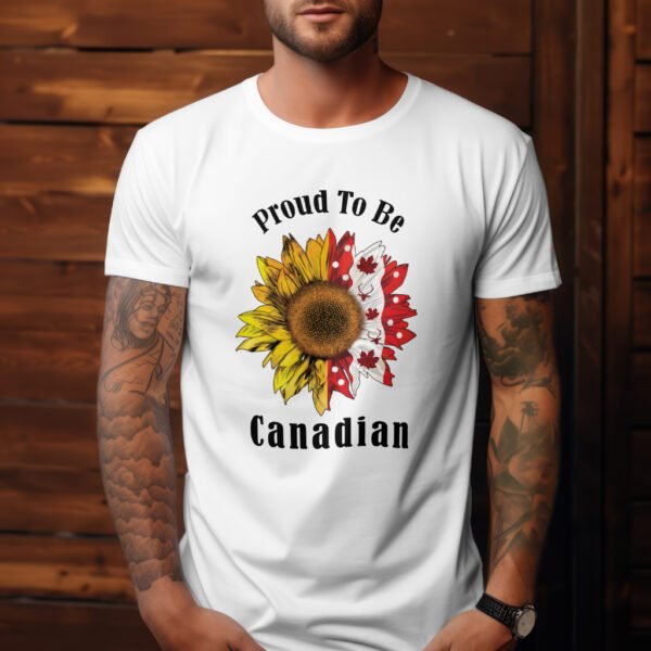 Premium Unisex Crewneck T-Shirt – Proud to be Canadian Sunflower Graphic Tee - Image 5