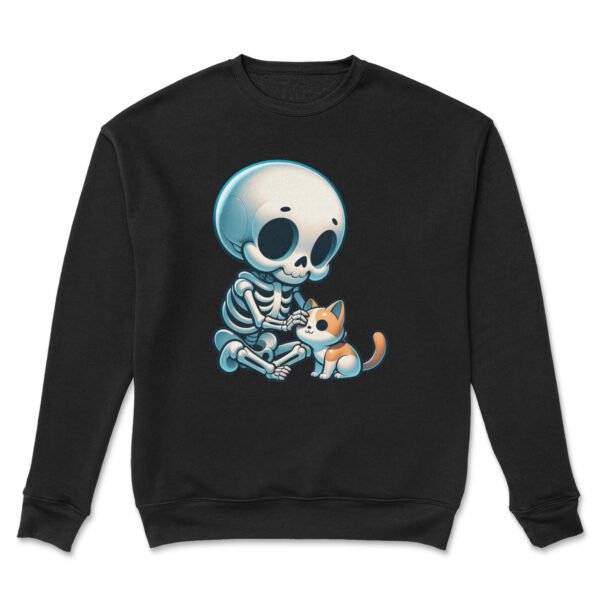 Premium Drop Shoulder Crewneck Sweatshirt – Cute Skeleton & Cat - Image 11