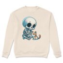 Premium Drop Shoulder Crewneck Sweatshirt – Cute Skeleton & Cat